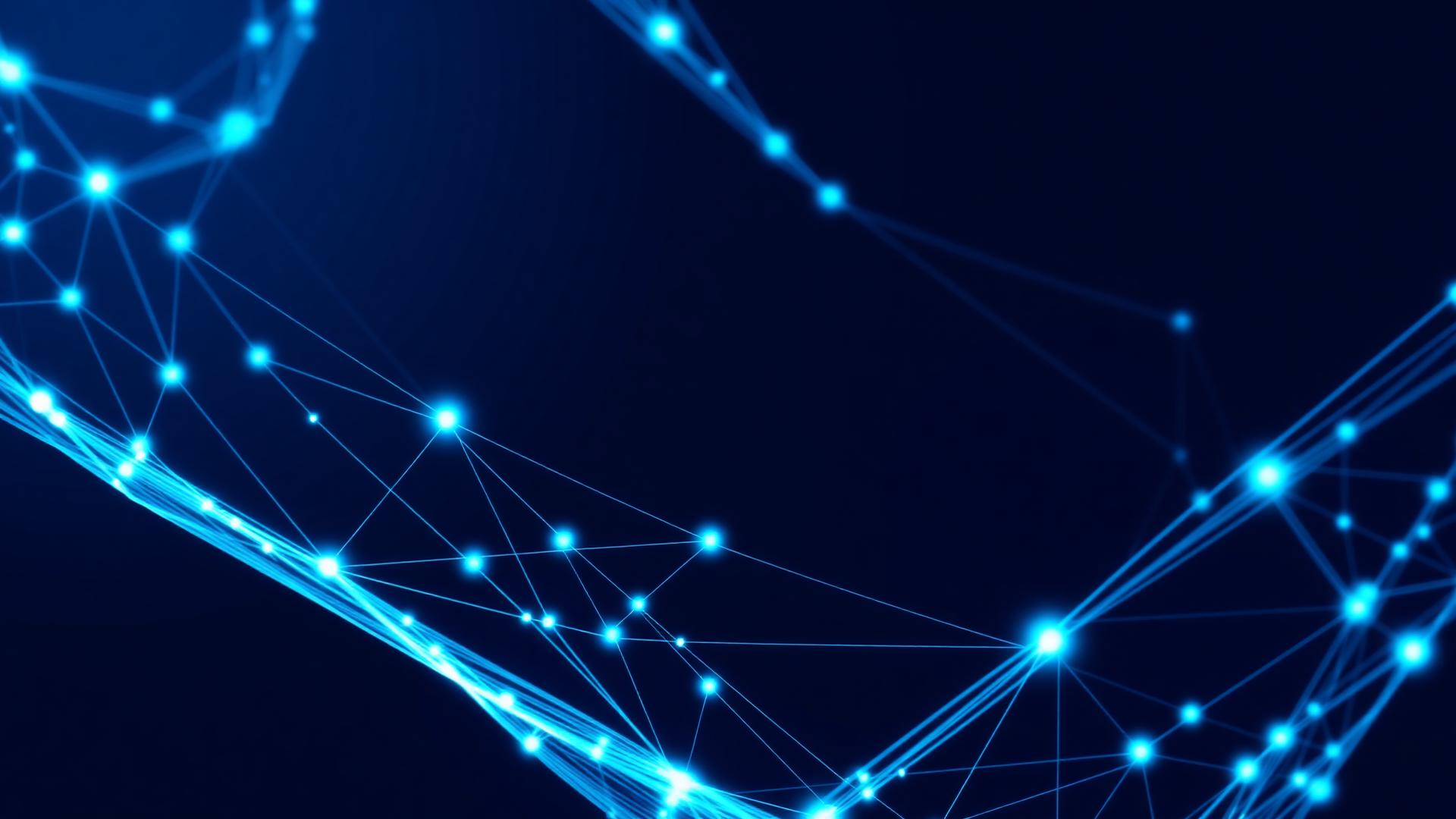Abstract luminous network mesh on a deep navy ground, representing connected South African business communications